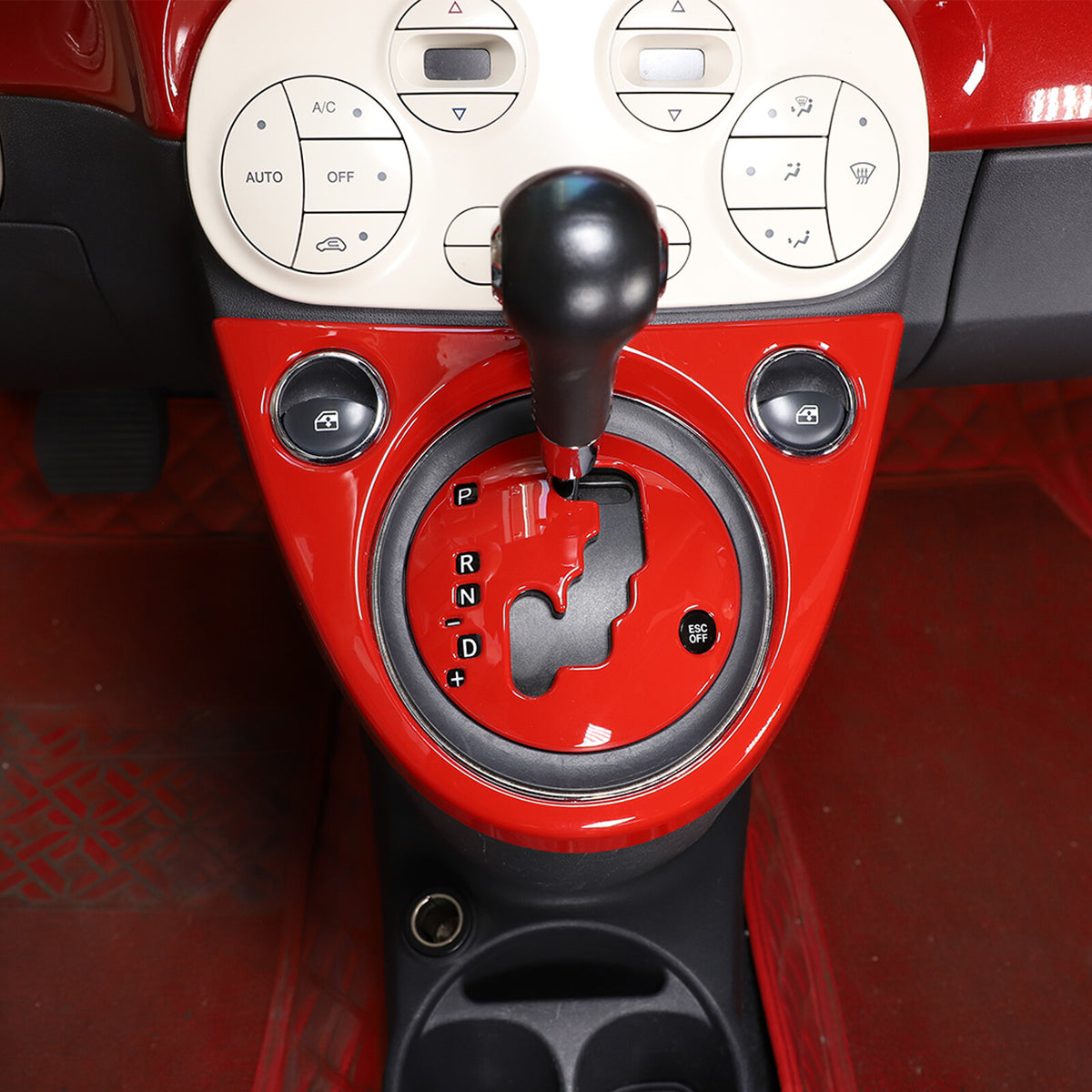 Red Center Console Gear Shift Display Panel Cover Trim Kit for Fiat 500 2011-23 2