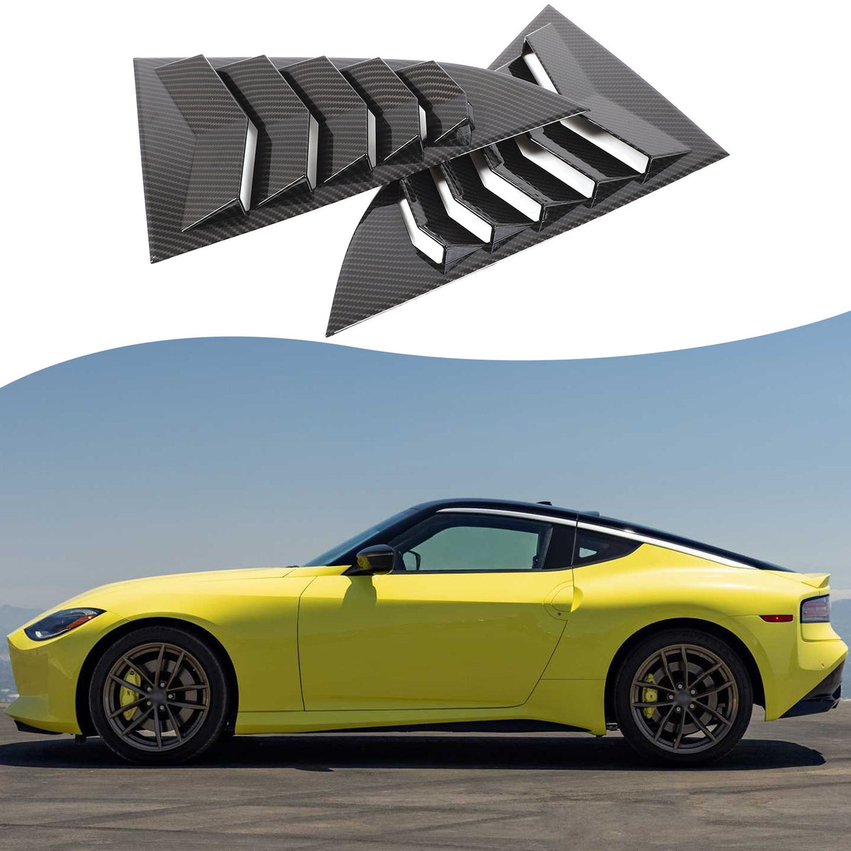 Carbon ABS Rear Window Triangle Louver Shutter Trim For Nissan 400Z Z34 2021+ 2