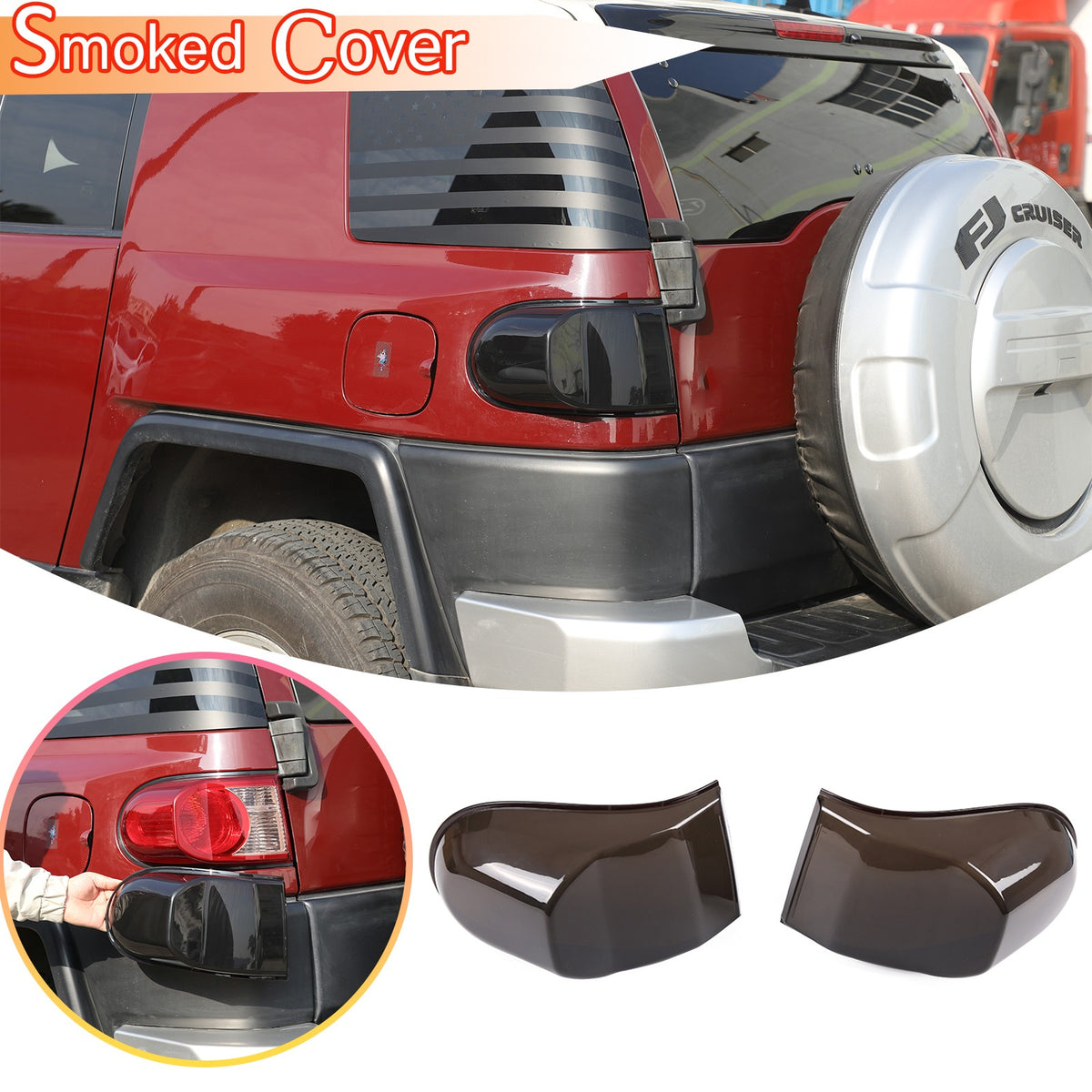 Smoked Black Tail Light Lamp Cover Guard Trim For Toyota FJ Cruiser 2007-21 1