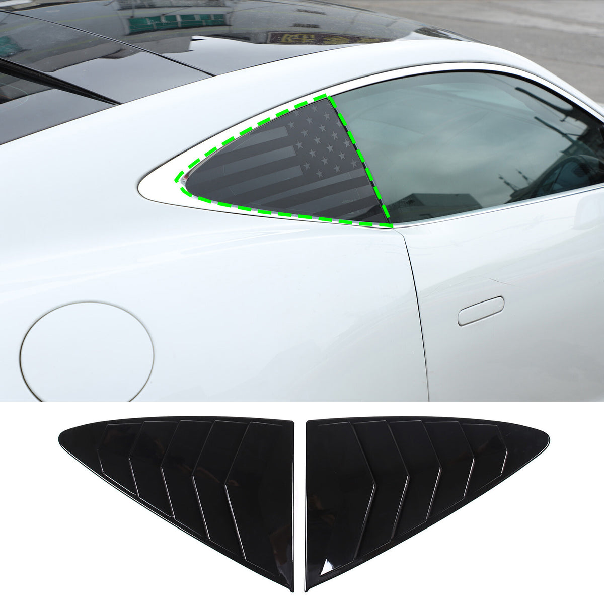 Glossy Black Rear Window Quarter Louver Cover Trim For Jaguar F-TYPE Coupe 13-24 1