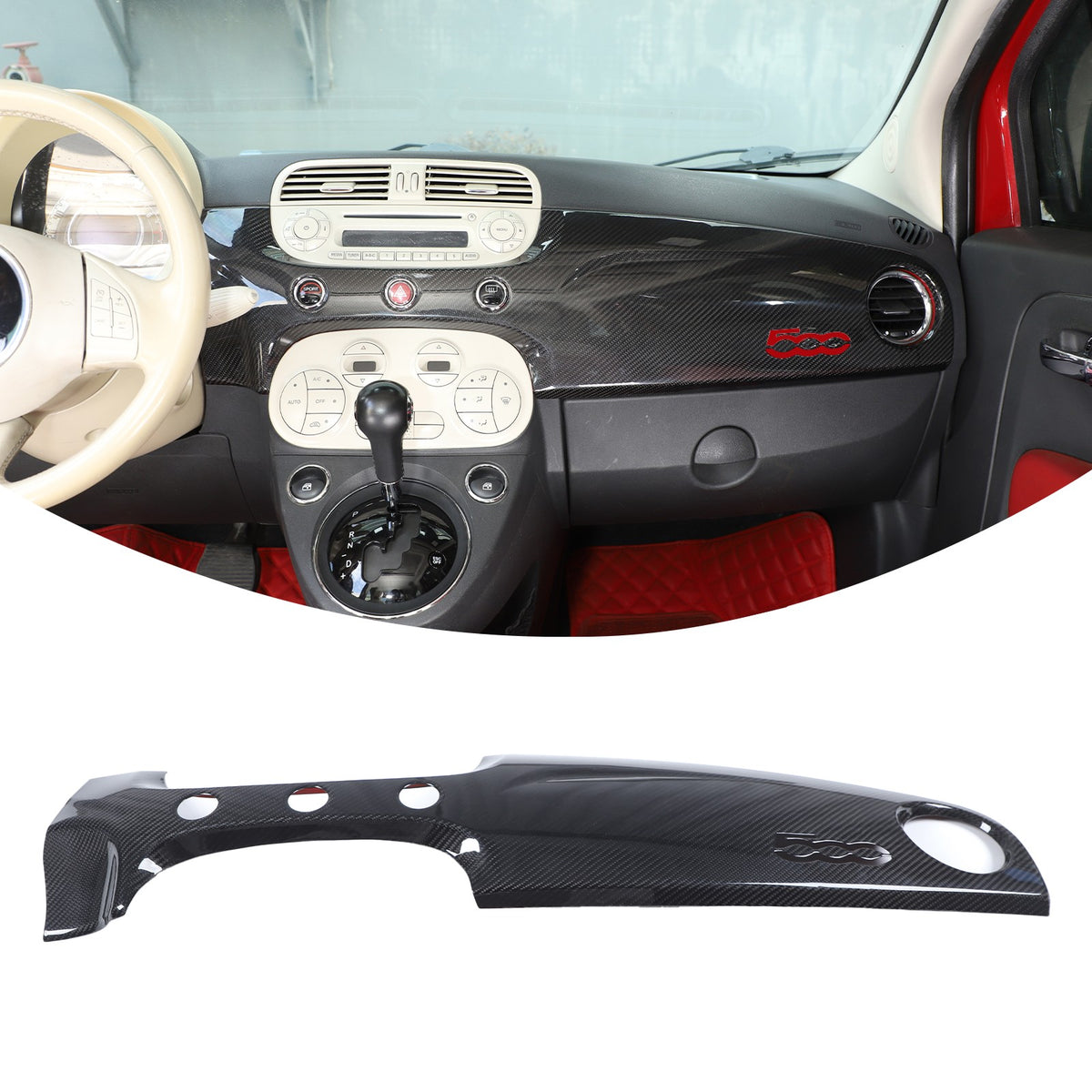 Real Carbon Fiber Dashboard Panel Trim Cover For Fiat 500 312 2007-2015 2
