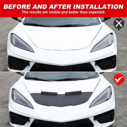 PU Leather Car Bonnet Hood Bra Wind & Bug Deflectors For Corvette C8 2020-26 US 10