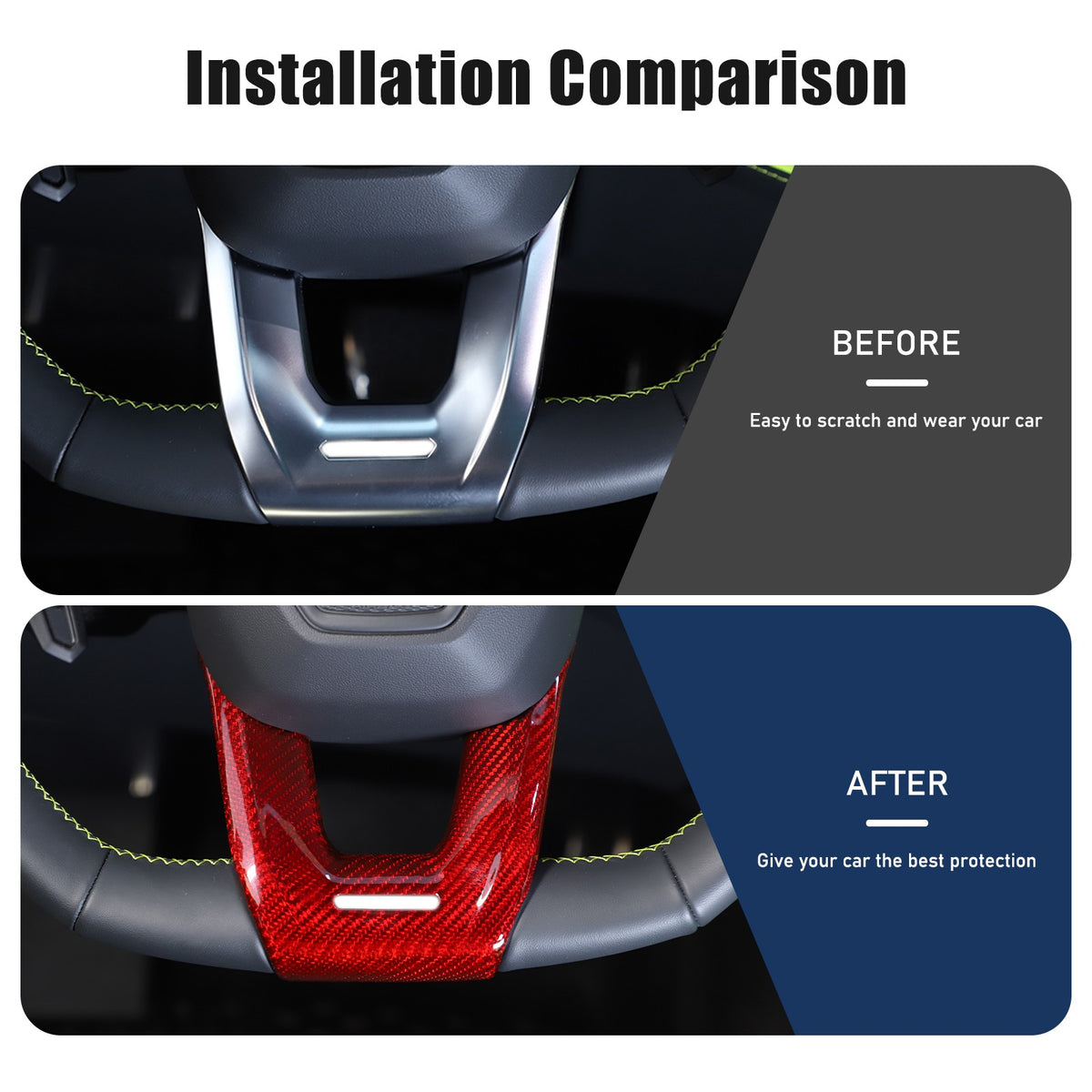 Red Real Carbon Fiber Steering Wheel Trim For Lamborghini Urus/Urus SE 2018-2023 8