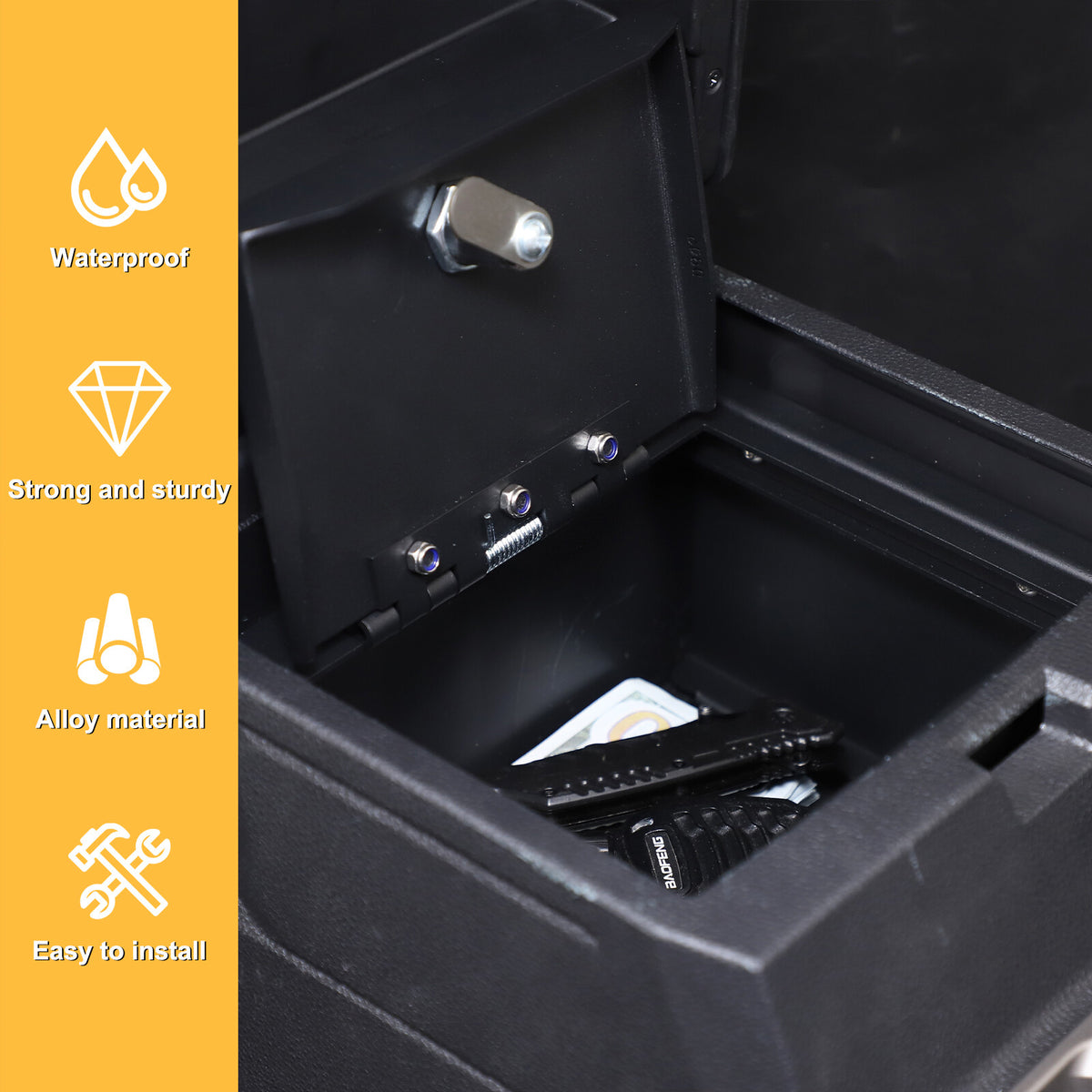 Steel Center Console Safe GUN Storage Lock Box TRAY For Toyota Tacoma 24+ US 16
