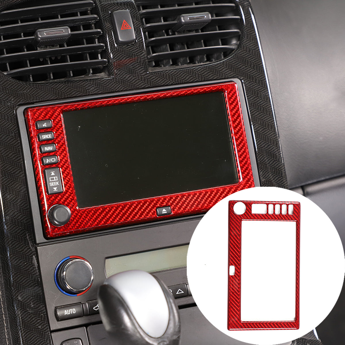 Red Real Carbon Fiber Center Navigation Screen Trim Cover For Corvette C6 05-13 2