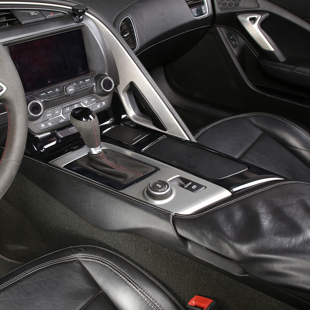 2pcs Glossy Black ABS Interior Gear Shift Panel Cover For Corvette C7 2014-2019 8
