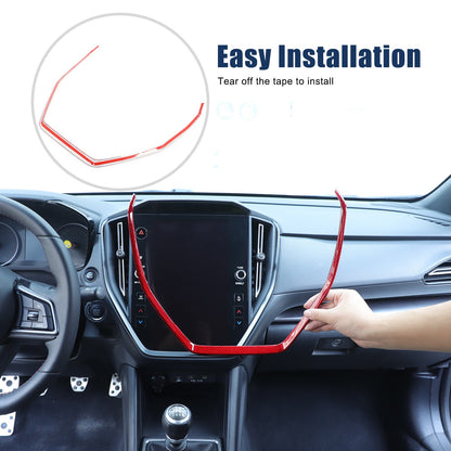 Red Real Carbon Fiber Navigation Screen Frame Trim For Subaru WRX VB MT 2022+ 9