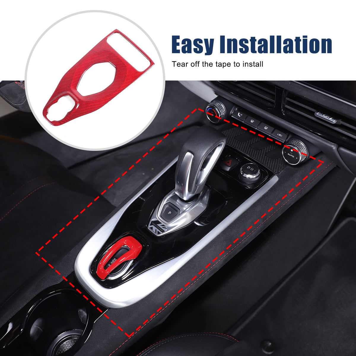 Red Real Carbon Fiber Center Gear Trim Cover For Lotus EMIRA V6 AT 2021-2025 11
