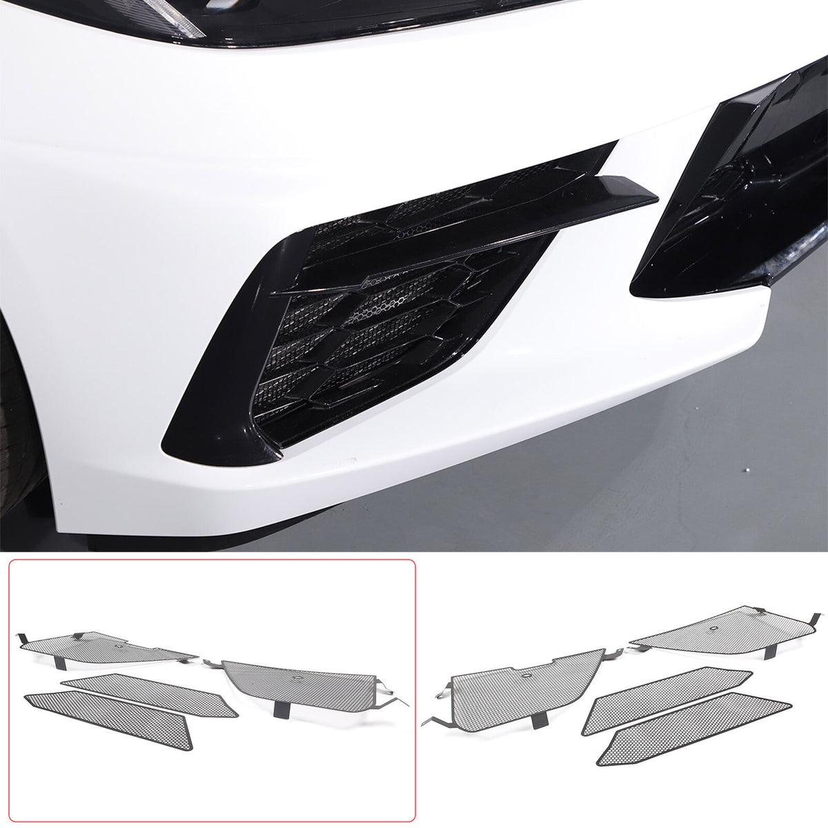 Front GRILL GUARD Side Vent Intake Mesh Grille Insert W/ Screws For Corvette C8 7