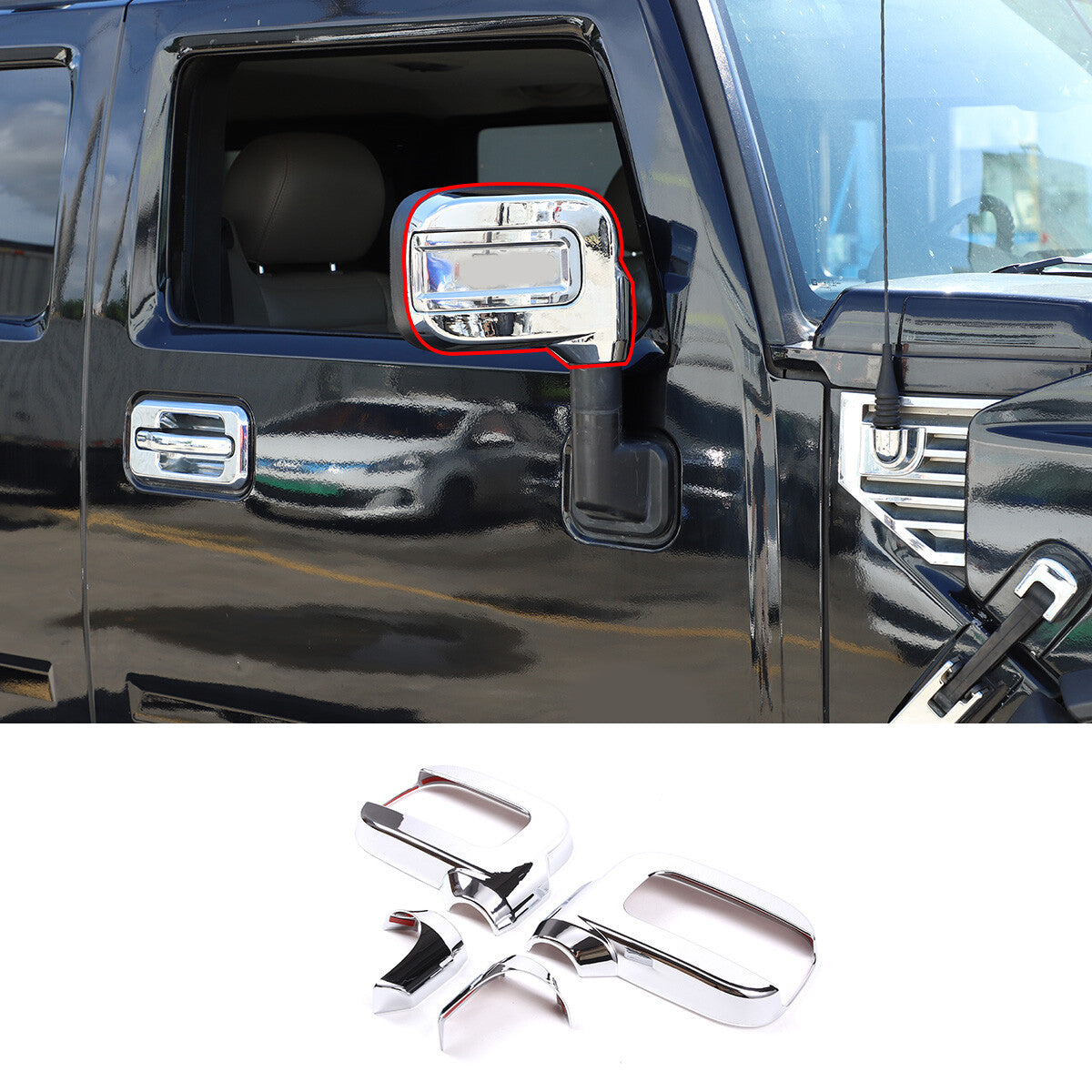 Chrome ABS Side View Mirror Shell Protect cover Trim 10Pcs For Hummer H2 03-09 7