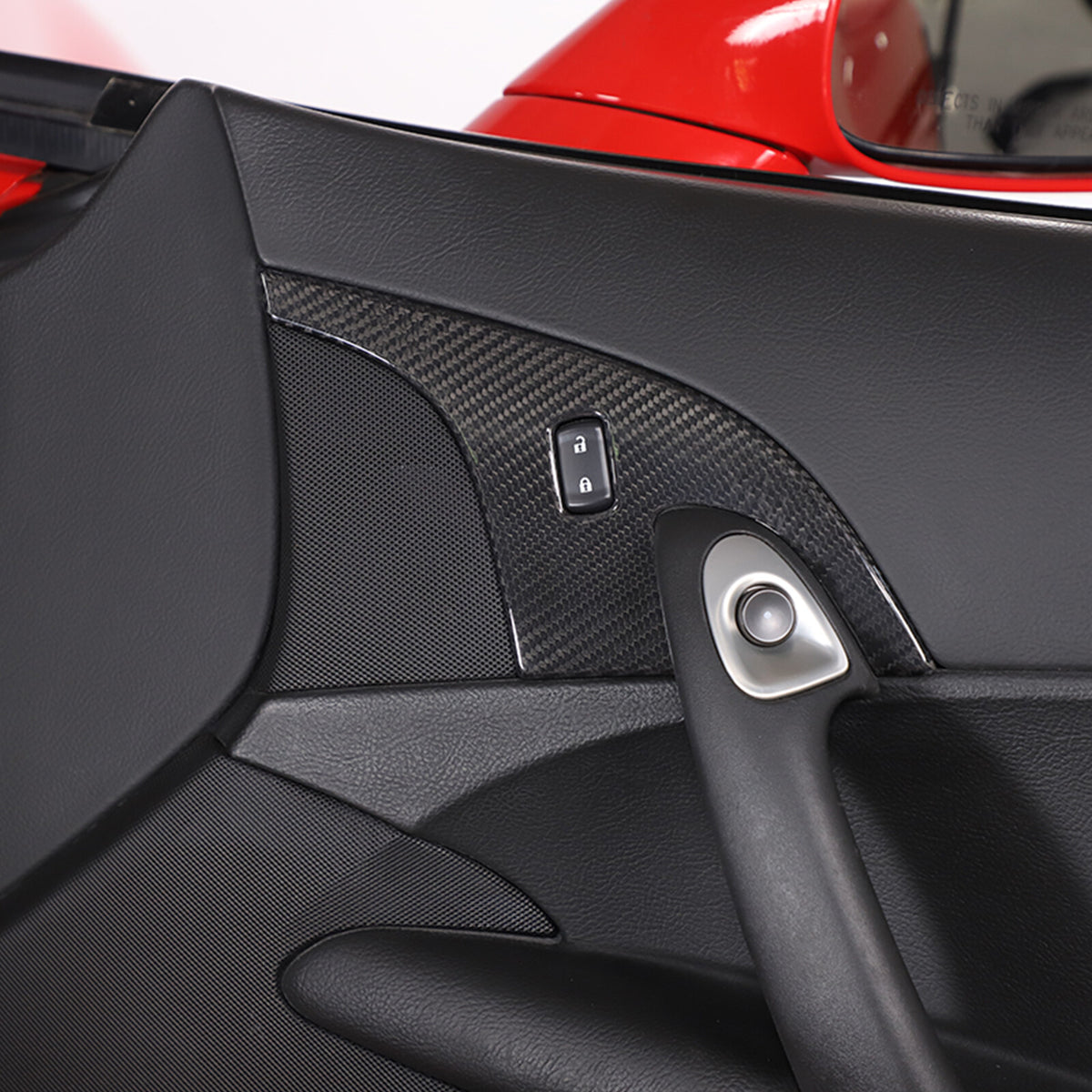 Real Dry Carbon Fiber Interior Door Lock Button Trim Cover For Corvette C6 05-13 5