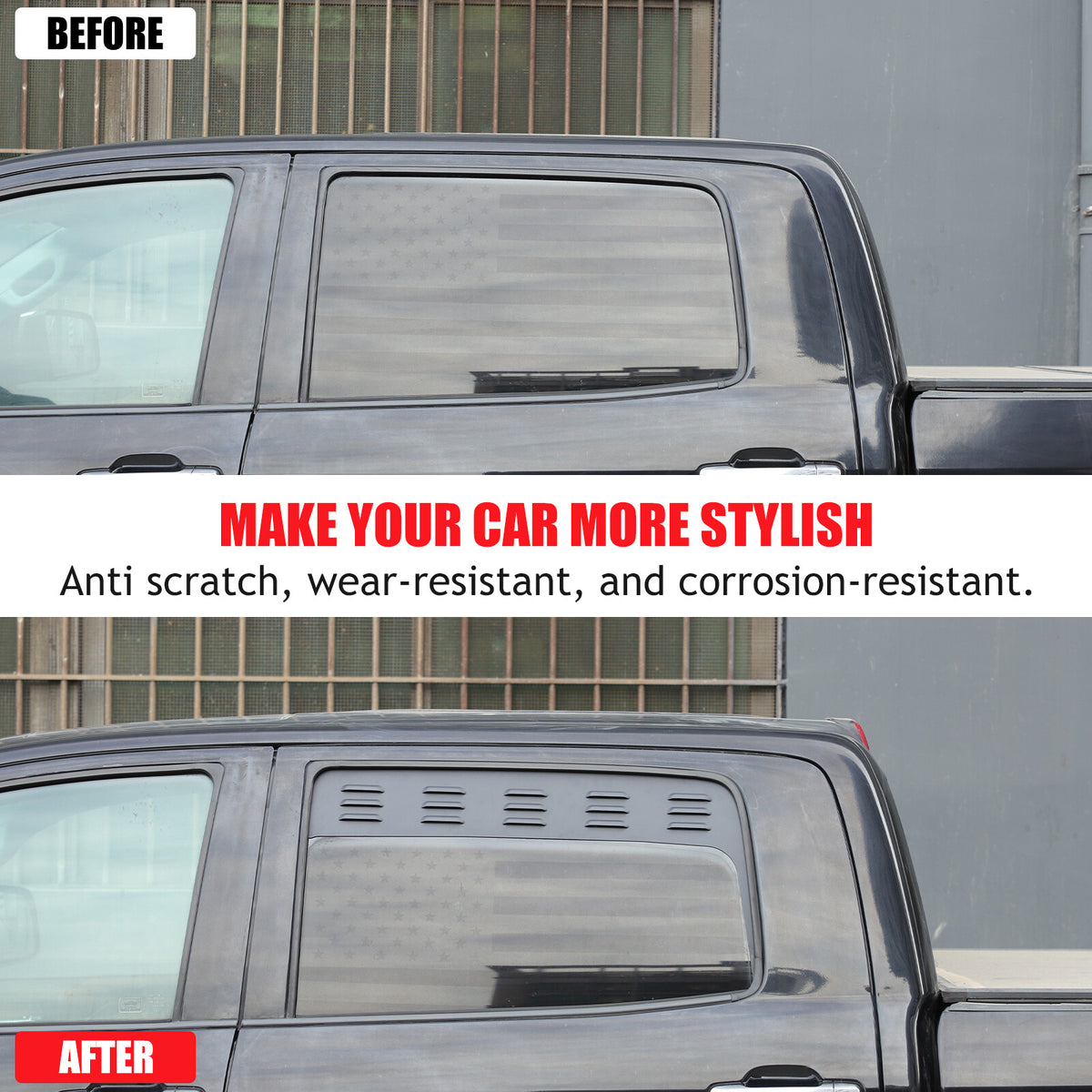 ABS Carbon fiber Rear Window Louver Shutter Cover Trim For Toyota Tundra 2014-21 3