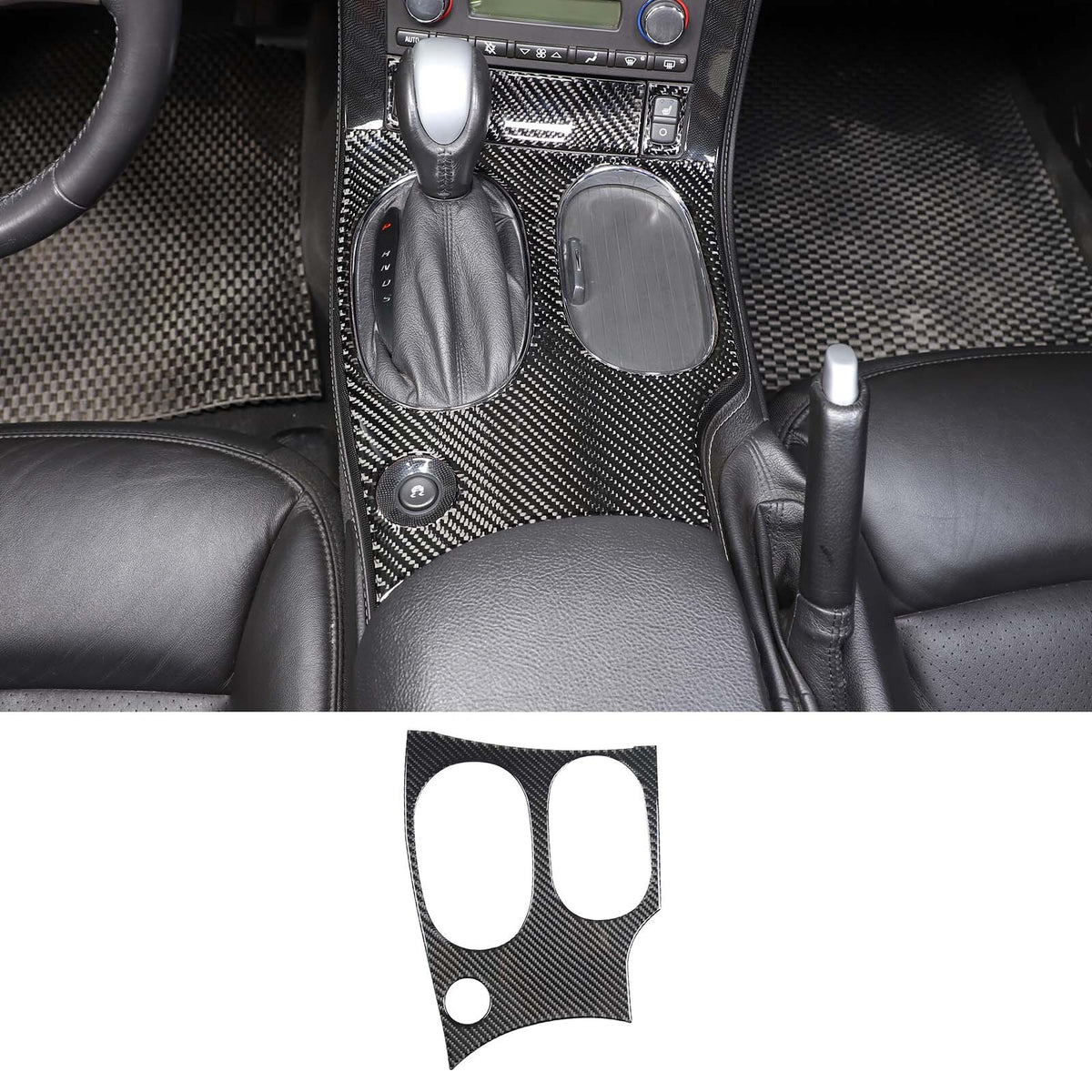 For Corvette C6 05-13 Soft Carbon Fiber Interior Center Console Trim Cover Set 4