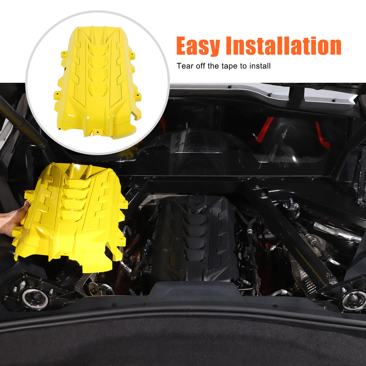 Yellow Replacement Engine hood panel Trim Cover For Corvette C8 2020-26 US 3