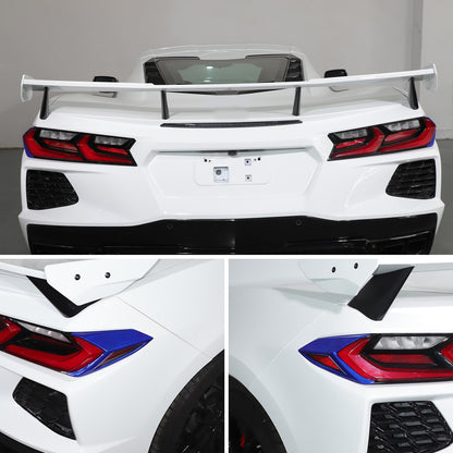 Blue Real Carbon Fiber Rear Tail Light Side Trim For Corvette C8 2020+ 4