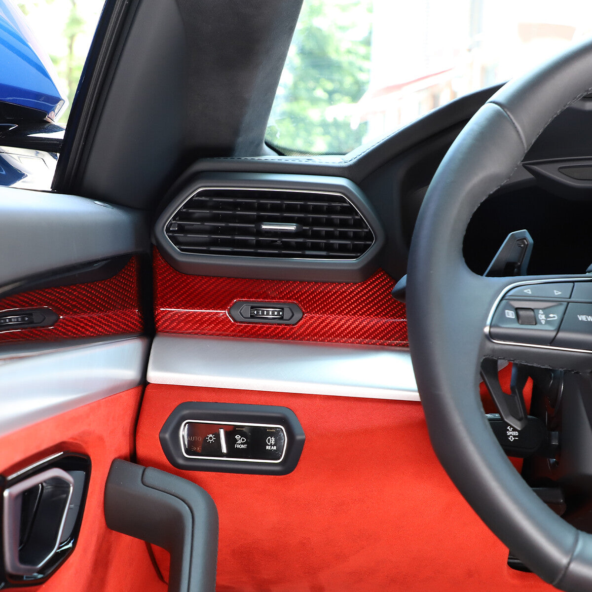 Red Carbon fiber Front Dashboard Strip Cover Trim For Lamborghni Urus 2018-23 9