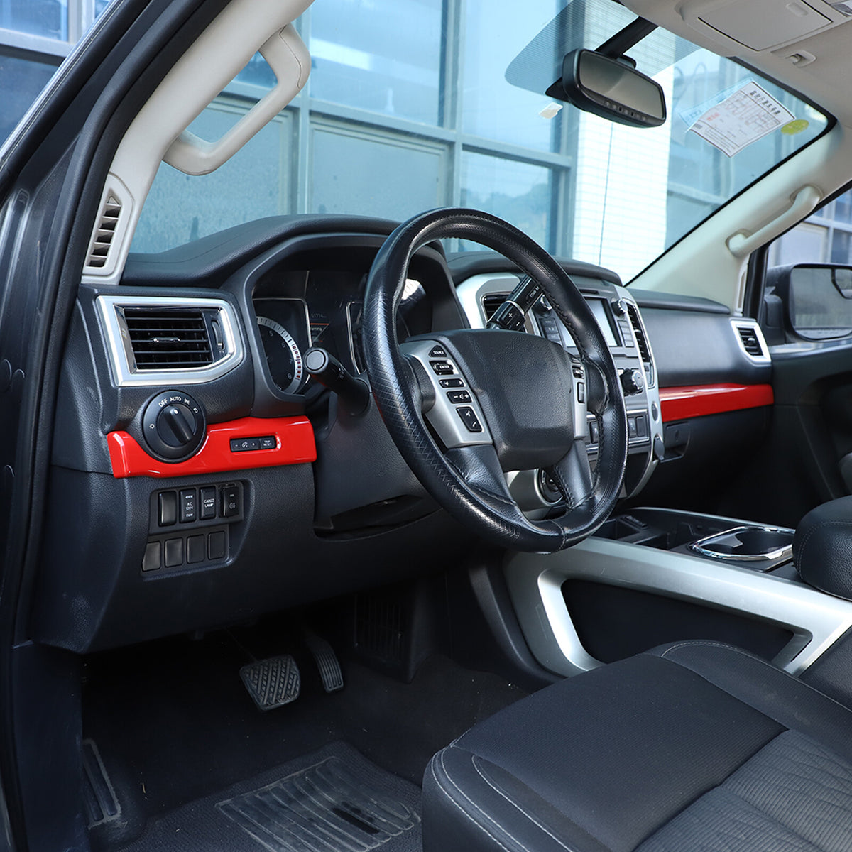 Red ABS Dashboard Center Console Trim Cover for Nissan Titan 2016-23 US 14