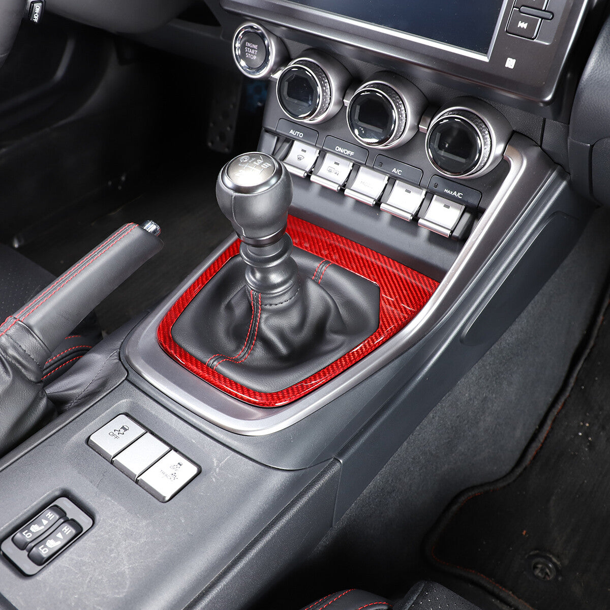 Red Real Carbon Fiber Interior Center Console Trim Set Kit For Subaru BRZ 22+ 182
