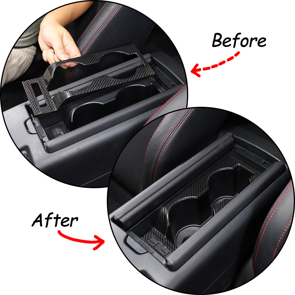 Real Carbon Gear Shift Cup Holder Cover Trim For Tayota GR86/Subaru BRZ 2022 US 3