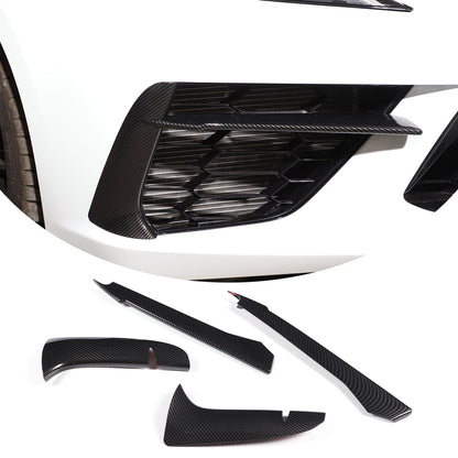Carbon fiber Style Front Bumper Fog Light Lamp Trims for Corvette C8 2020-25 US 3