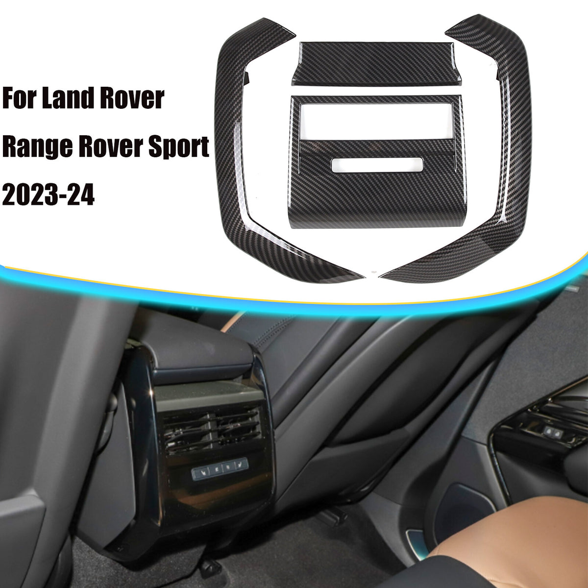 ABS Carbon Interior Rear Air Vent Cover Trim Set For Range Rover Sport 23-24 1