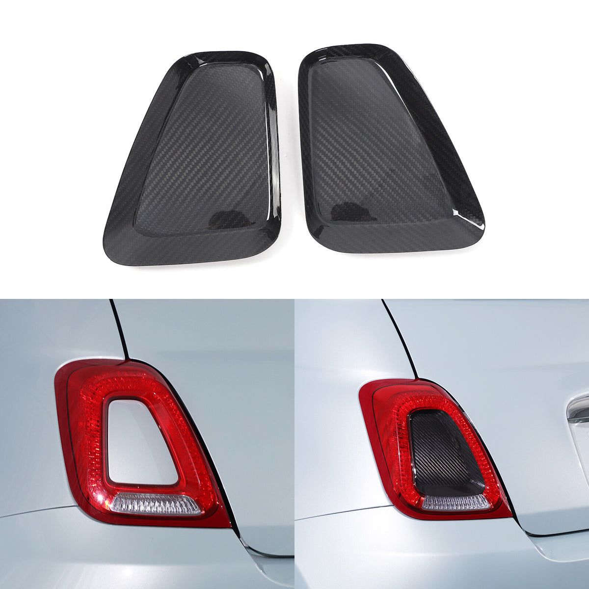 Real Carbon Fiber Rear Tail Light Panel Trim for Fiat 500 Abarth 595 695 16+ 1