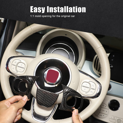 Real Carbon Fiber Steering Wheel Button Trim For Fiat 500 Abarth 595 695 2021-23 17