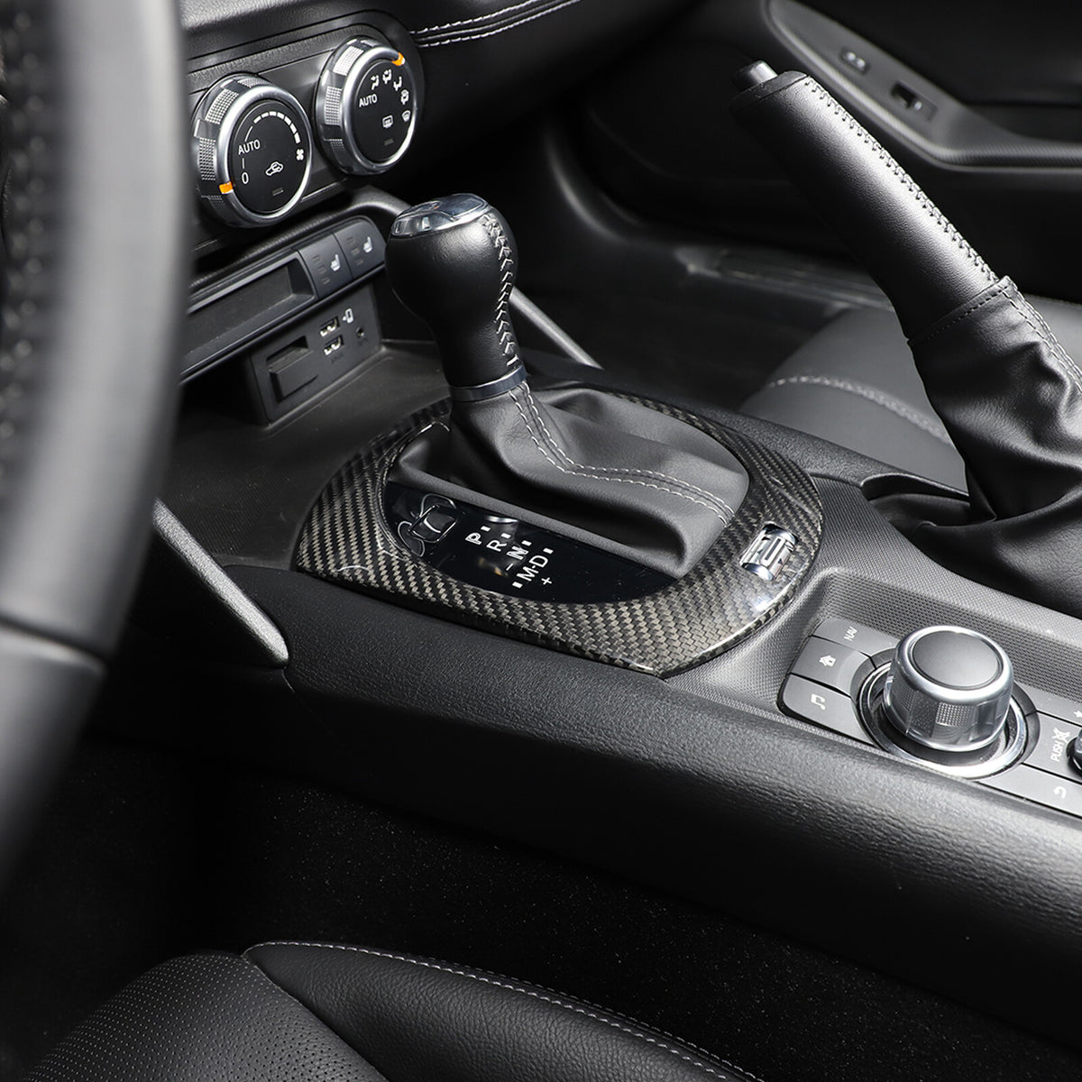 Real Carbon Fiber Center Console Gear Shift Panel trim Cover for Mazda MX-5 16+ 5