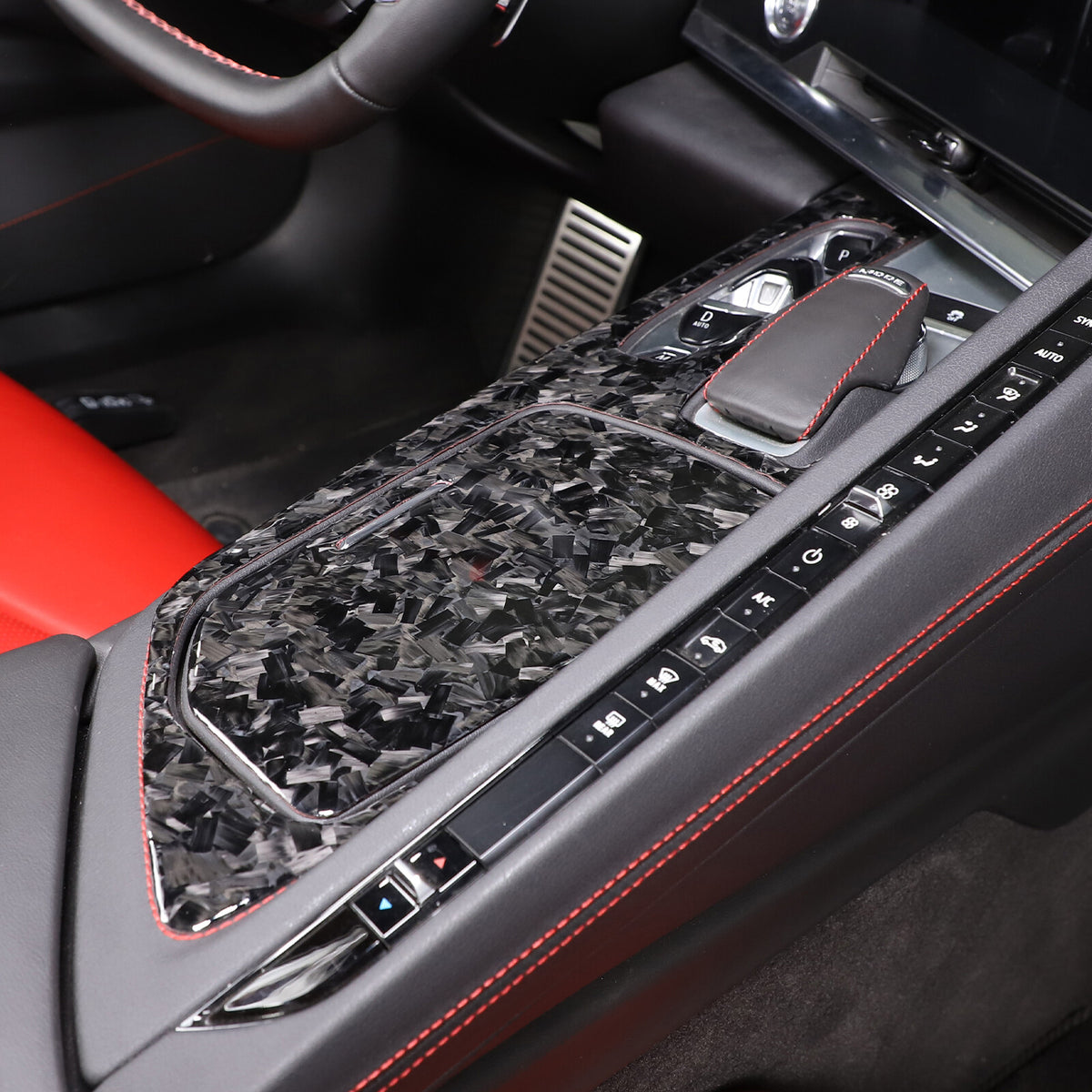 Forged Carbon Fiber Console Storage Panel Sticker Trim For Corvette C8 2020-25 6