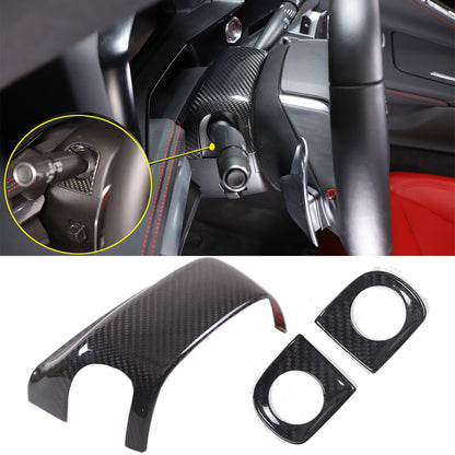 Dry Real Carbon fiber Steering Wheel Base Cover Set For Corvette C8 Z06 2020-26 1