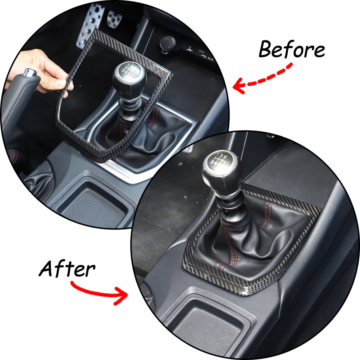 Real Carbon fiber Center Gear Shift Panel trim Cover for Subaru WRX VB MT 22+ 13