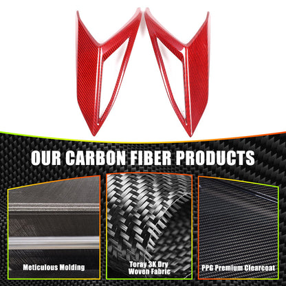 Red Real Carbon Fiber Rear Tail Light Side Trim For Corvette C8 2020+ US 10