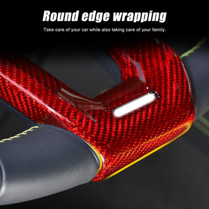 Red Real Carbon Fiber Steering Wheel Trim For Lamborghini Urus/Urus SE 2018-2023 18