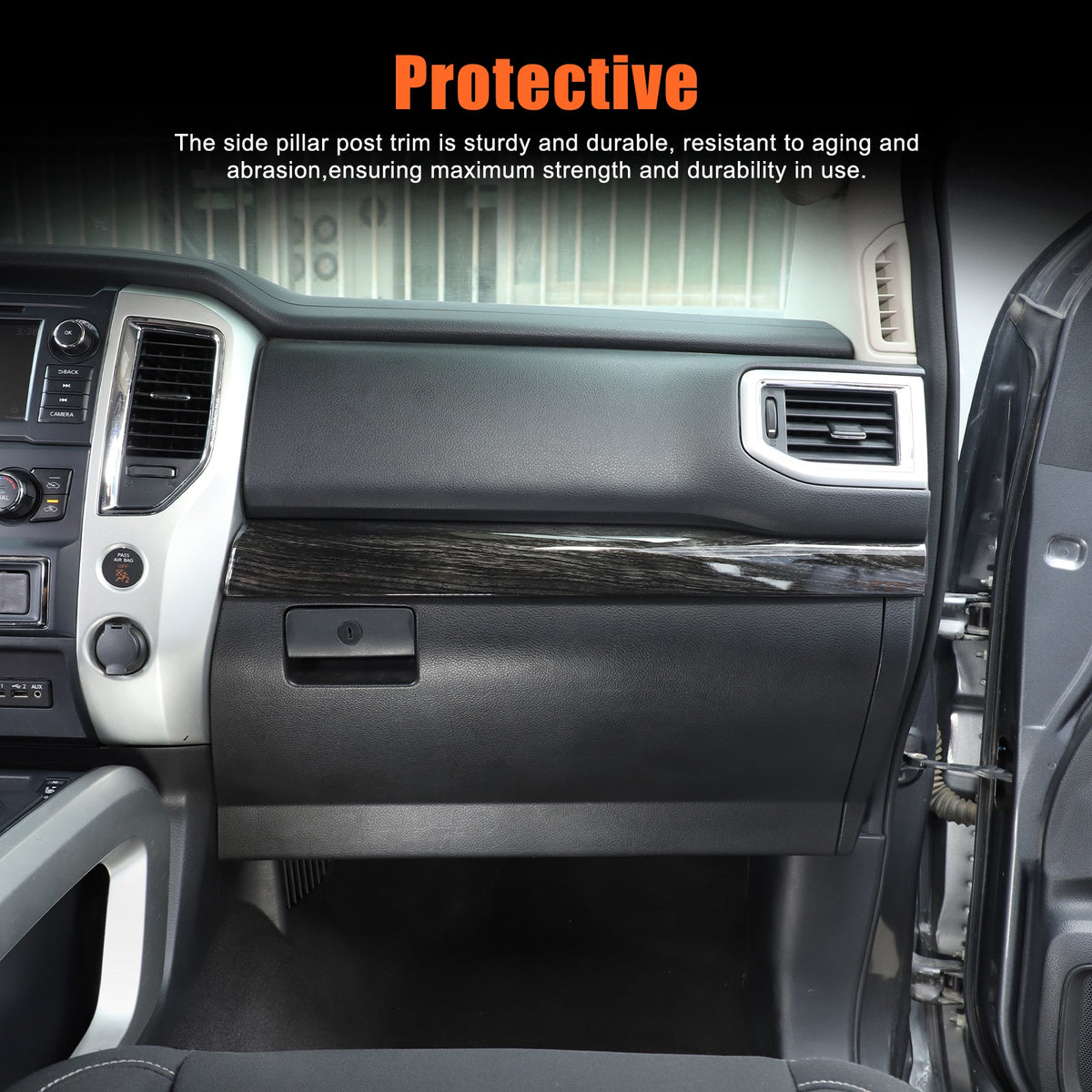 Black Wood Grain ABS Glove Box Upper Trim For Nissan Titan 2016-2023 US 5