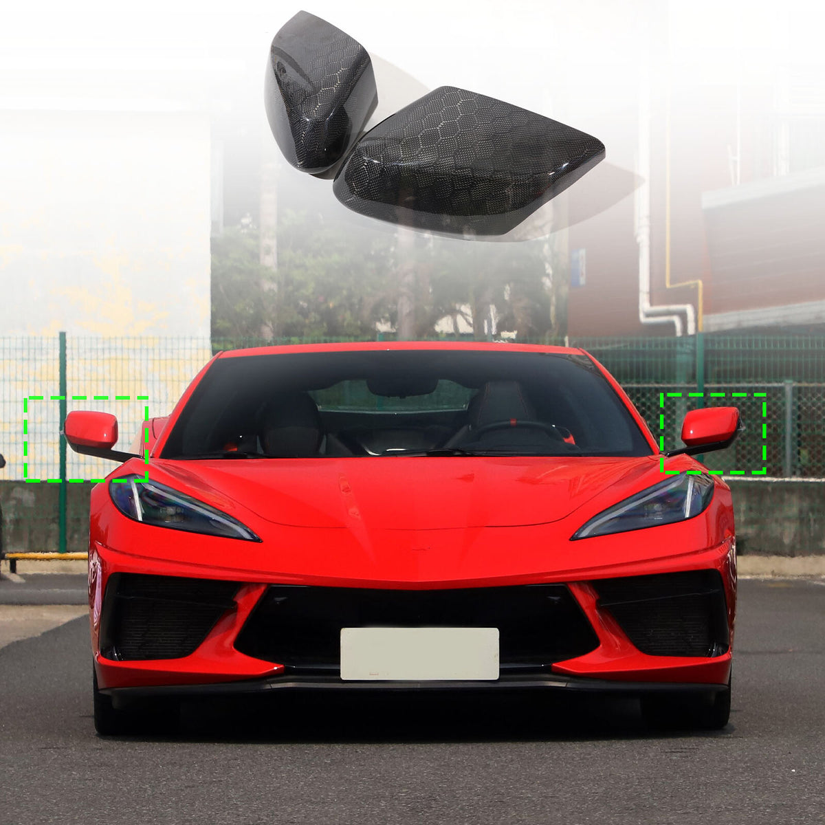 Honeycomb Real Carbon Fiber Side Mirror Cover Trim For Corvette C8 2020-2026 5