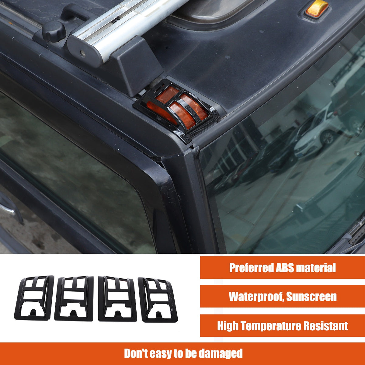Glossy Piano Black Roof & Side Turn Signal Light Trim Set For Hummer H2 2003-09 36