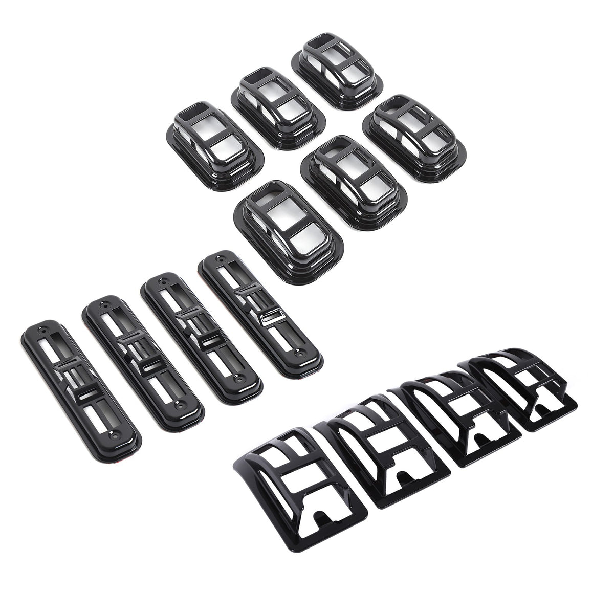 Glossy Piano Black Roof & Side Turn Signal Light Trim Set For Hummer H2 2003-09 2