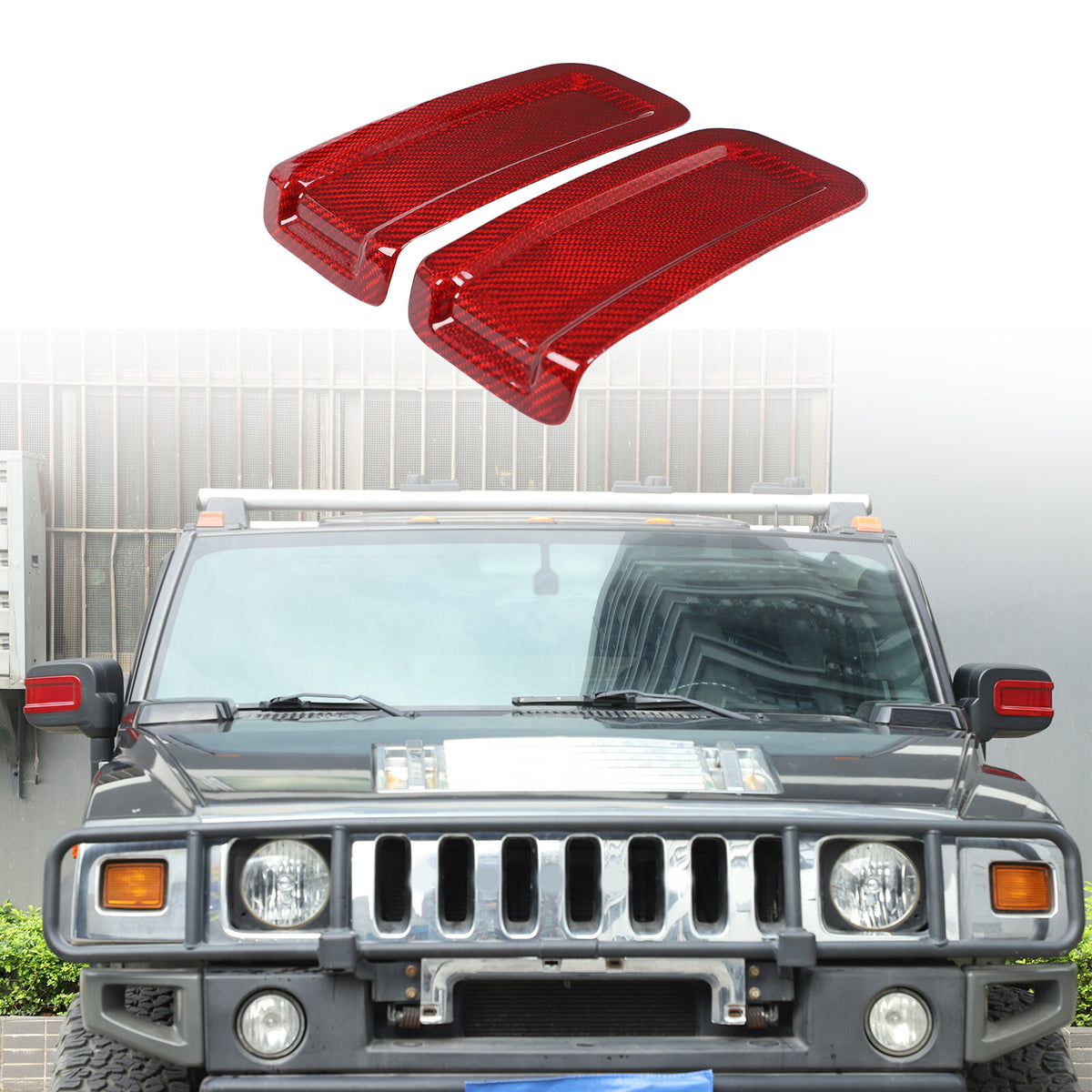 Red Real Carbon Fiber Exterior Rearview Mirror Groove Trim for Hummer H2 2003-09 9