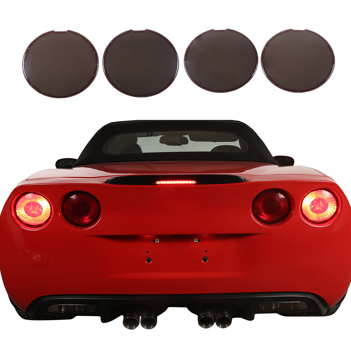 Smoked Tail & Rear Fog & Brake Blackout Lights Covers For 2005-2013 C6 Corvette 4