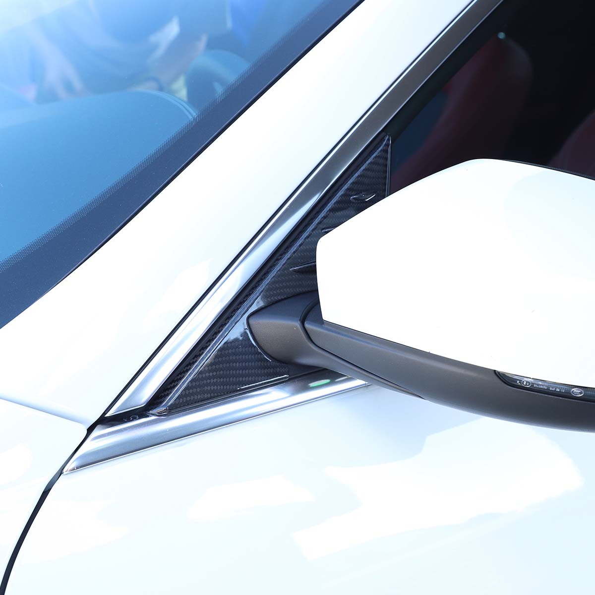 For Maserati Ghibli Quattroporte 2014+Carbon Fiber Door A-Pillar Triangular Trim 2