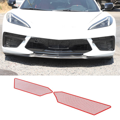 Red Stainless Steel Front Grille Insect Screen Trim For Corvette C8 2020+ 1