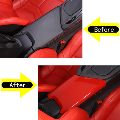 ABS Sports Red Interior Center Armrest Trim Cover For Corvette C8 2020-2026 5