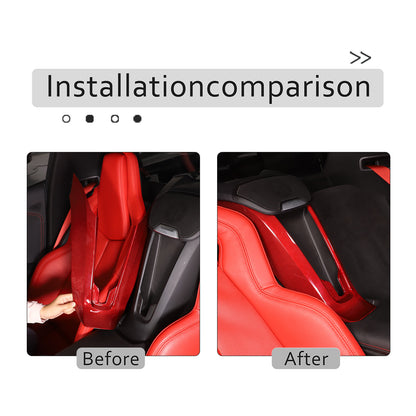 Red Real Carbon Fiber Waterfall Console Wireless Charger Trim For Corvette C8 US 14