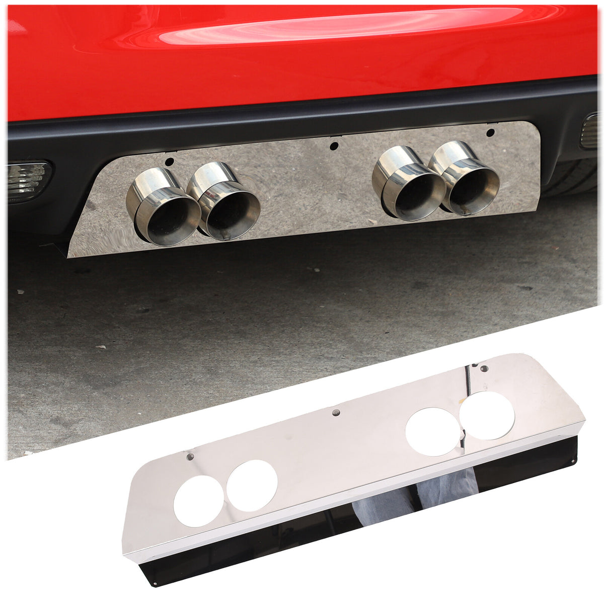 Stainless Steel Exhaust Filler Panel trim for 2005-2013 C6 Corvette 1