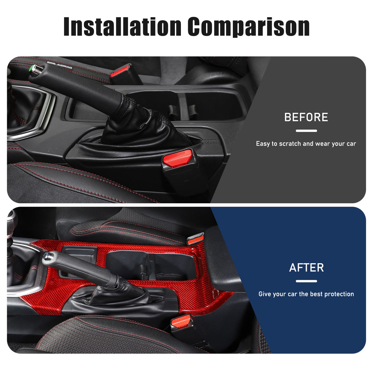 Red Real Carbon Fiber Center Console Cup Holder Trim For Subaru WRX VB 2022+ 21