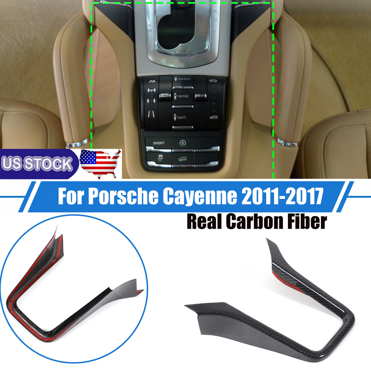 Real Carbon Fiber Center Gear Shift Cover Trim For Porsche Cayenne 958 11-17 US 1