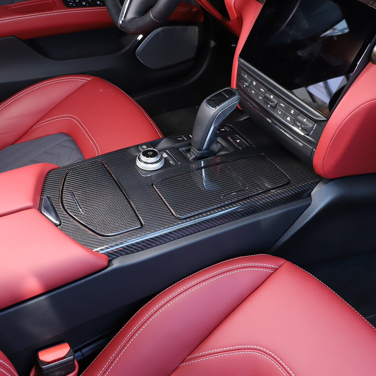 Real Carbon Fiber Gear Shift Panel Cover Trim For Maserati Ghibli 2017-23 US 4