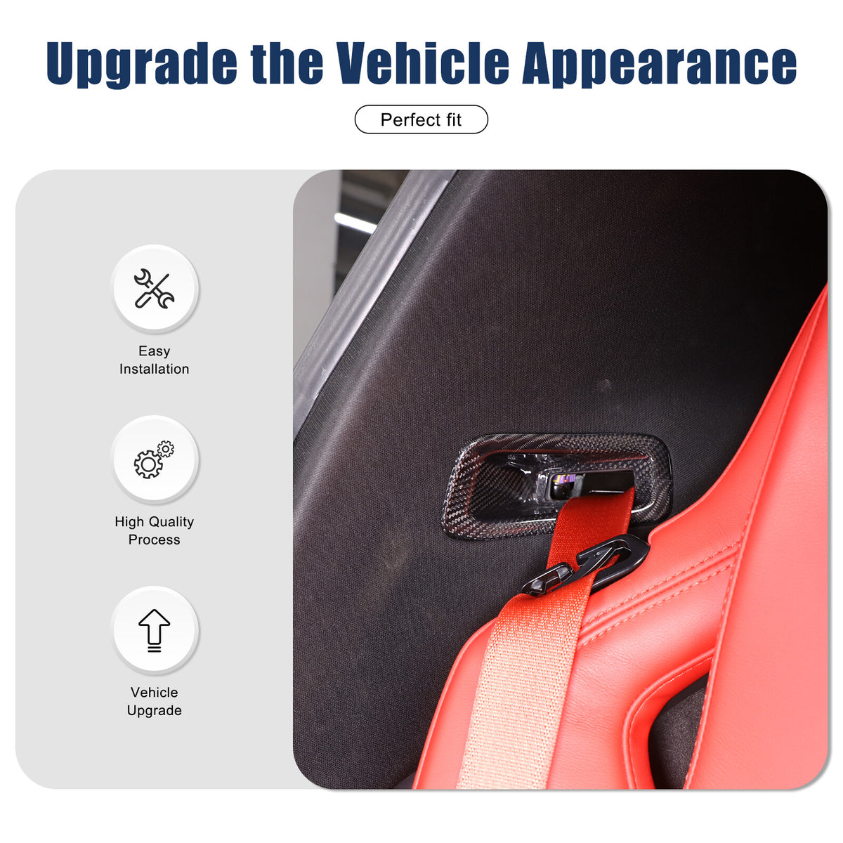 Real Carbon Fiber Seat Safety Belt Button Cover Trim For Corvette C8 20-26 US 15