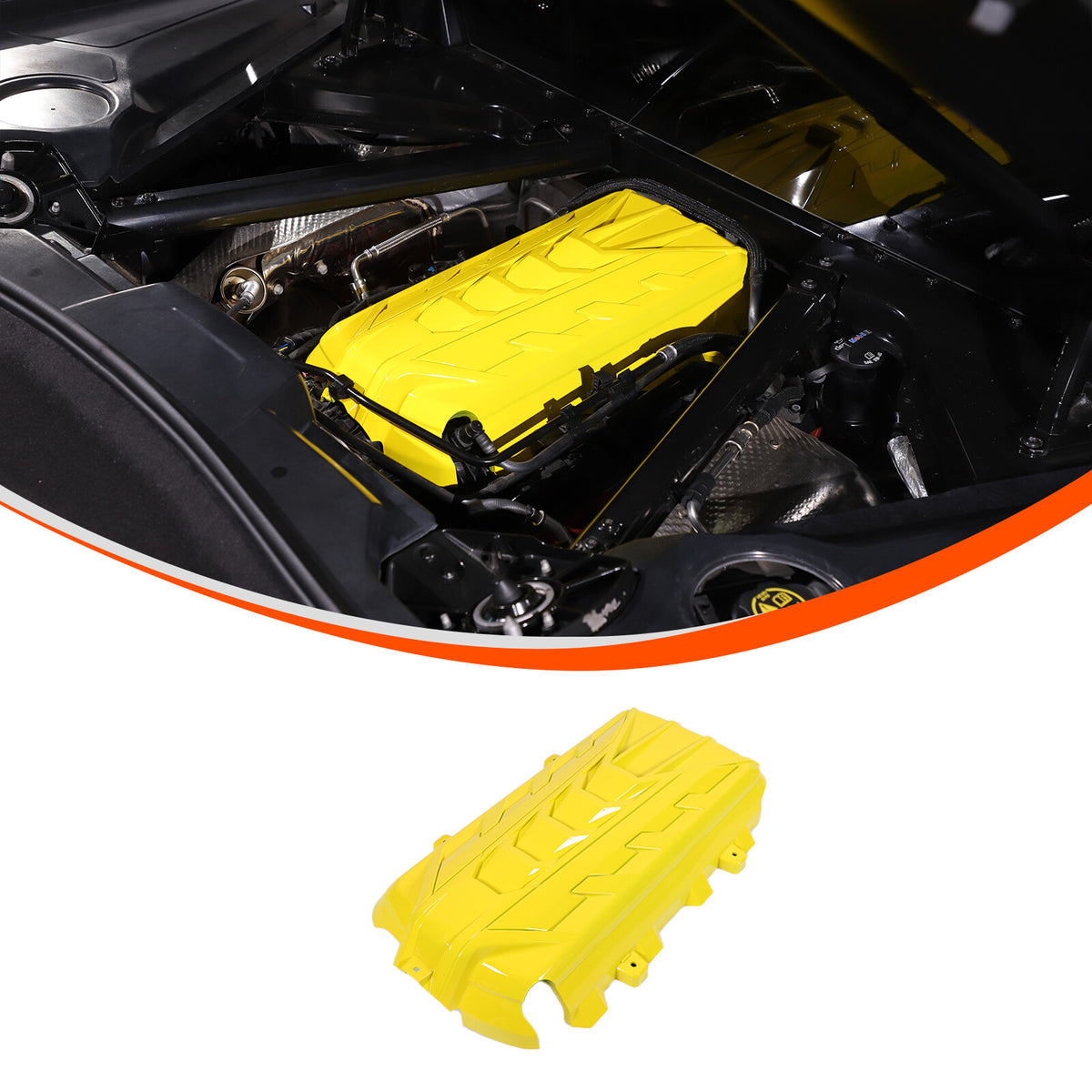Yellow Replacement Engine hood panel Trim Cover For Corvette C8 2020-26 US 8