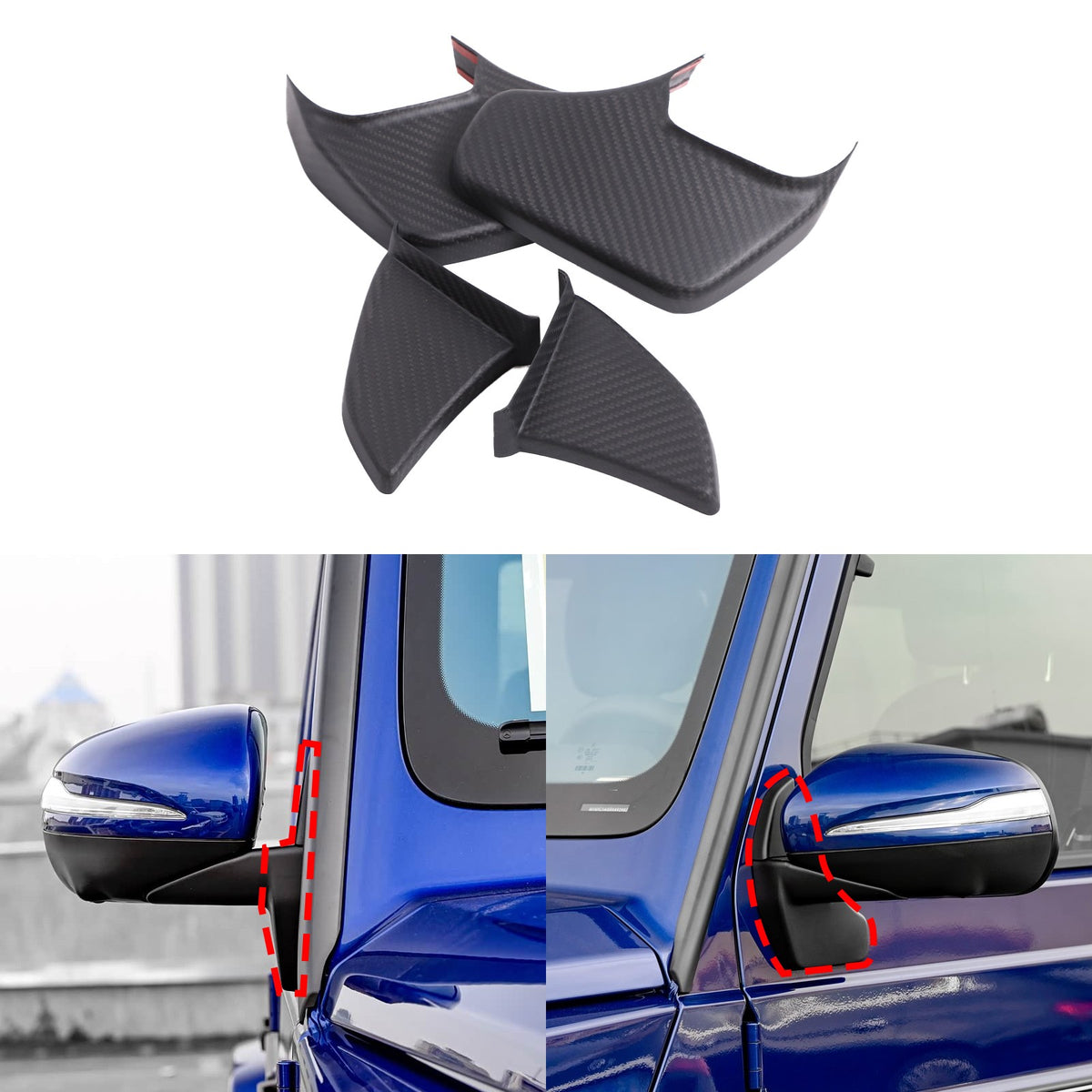 Matte Real Carbon Fiber Side Mirror Base Trim For Benz G-Class W464 2019-2024 5